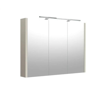 Badezimmerspiegelschrank WELLTIME Joy Schränke Gr. B/H/T: 89,2 cm x 65 cm x 12 cm, 3 St., grau (taupe) Bad-Spiegelschränke