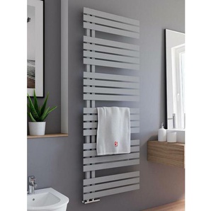 Badheizkörper Breda, flacher Designheizkörper mit seitlich versetztem Mittelanschluss, Stahl pulverbeschichtet in Reflex Grau, 169 x 60 cm - Schulte