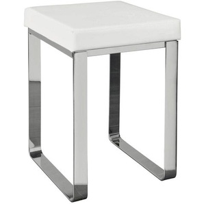 Xxxl Badhocker, Weiß, Chrom, Metall, Textil, 37x47x35 cm, Badaccessoires, Duschzubehör, Badhocker