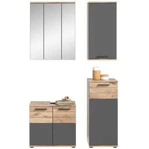 Badkombination - grau - Materialmix - 112 cm - 190 cm | Möbel Kraft
