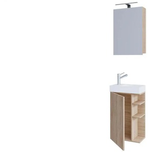 Badkombination - holzfarben - Materialmix - 40 cm - 129 cm | Möbel Kraft