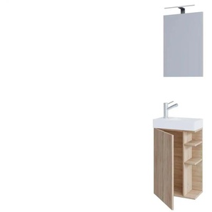 Badkombination - holzfarben - Materialmix - 40 cm - 129 cm | Möbel Kraft