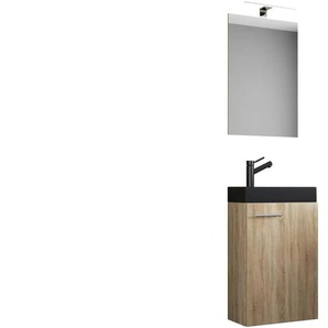 Badkombination - holzfarben - Materialmix - 41 cm - 130 cm | Möbel Kraft