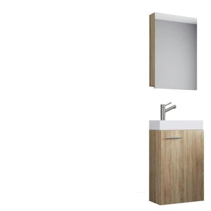 Badkombination - holzfarben - Materialmix - 41 cm - 130 cm | Möbel Kraft
