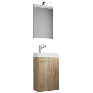 Badkombination - holzfarben - Materialmix - 41 cm - 135 cm | Möbel Kraft