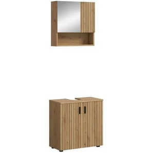 Badkombination - holzfarben - Materialmix - 60 cm - 180 cm | Möbel Kraft