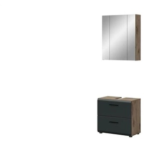 Badkombination - holzfarben - Materialmix - 60 cm - 185 cm | Möbel Kraft