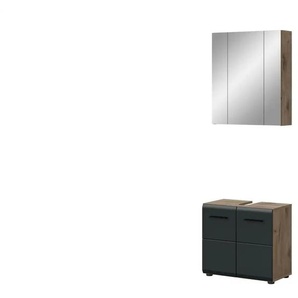 Badkombination - holzfarben - Materialmix - 60 cm - 185 cm | Möbel Kraft