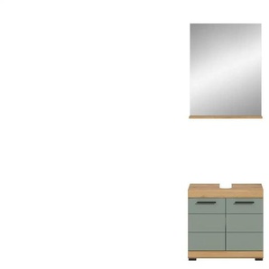 Badmöbel-Set SCHLOONSEE  2 teilig  bestehend aus: Waschbeckenunterschrank  Spiegel  in verschiedenen Farben erhältlich  Badmöbel  Kombination  Badezimmer  Schloonsee ¦ grün ¦ Maße (cm): B: 60 H: 191