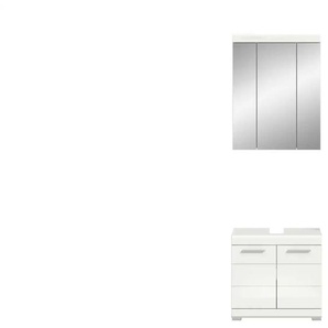 Badmöbel-Set SCHLOONSEE 2 tlg. bestehend aus: Waschbeckenunterschrank Spiegelschrank in verschiedenen Farben erhältlich Badmöbel Kombination Badezimmer Schloonsee ¦ weiß ¦ Maße (cm): B: 60 H: 191
