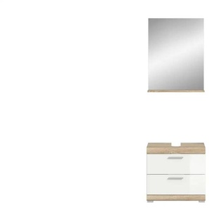 Badmöbel-Set SCHLOONSEE  2 teilig  bestehend aus: Waschbeckenunterschrank  Spiegel  in verschiedenen Farben erhältlich  Badmöbel  Kombination  Badezimmer  Schloonsee ¦ weiß ¦ Maße (cm): B: 60 H: 191