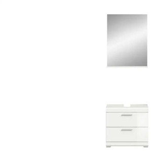 Badmöbel-Set SCHLOONSEE  2 teilig  bestehend aus: Waschbeckenunterschrank  Spiegel  in verschiedenen Farben erhältlich  Badmöbel  Kombination  Badezimmer  Schloonsee ¦ weiß ¦ Maße (cm): B: 60 H: 191
