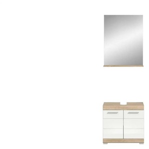 Badmöbel-Set SCHLOONSEE 2 teilig bestehend aus: Waschbeckenunterschrank Spiegel in verschiedenen Farben erhältlich Badmöbel Kombination Badezimmer Schloonsee ¦ weiß ¦ Maße (cm): B: 60 H: 191