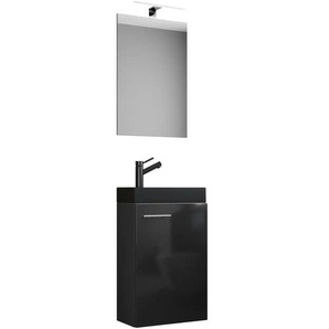 Badkombination - schwarz - Materialmix - 41 cm - 130 cm | Möbel Kraft