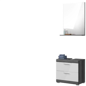 Badmöbel-Set SCHLOONSEE 2 teilig bestehend aus: Waschbeckenunterschrank Spiegel in verschiedenen Farben erhältlich Badmöbel Kombination Badezimmer Schloonsee ¦ weiß ¦ Maße (cm): B: 60 H: 191