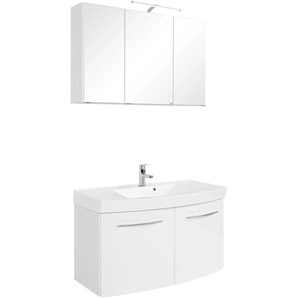 Badmöbel-Set HELD MÖBEL Florida Kastenmöbel-Sets weiß Badmöbelserien Waschplatz Breite 100 cm und Spiegelschrank