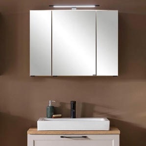 Badmöbel-Set HELD MÖBEL Lana Kastenmöbel-Sets Gr. B/H/T: 80 cm x 200 cm x 47 cm, braun (kaschmir) Bad-Sparsets Badezimmer-Set, 2-teilig, inkl. Waschbecken, 80 cm breit