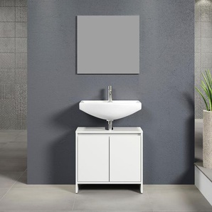 Badmöbel-Set INOSIGN Banta Kastenmöbel-Sets Gr. B/H/T: 60 cm x 164 cm x 28 cm, weiß (weiß melamin, grau melamin) Bad-Sparsets 2 Teile, Breite 60 cm, Tiefe 28 grifflos, weiß, matt