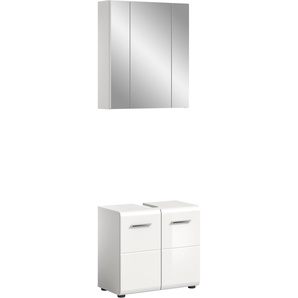 Badmöbel-Set INOSIGN FLORENZ, TOPSELLER, 2-teilige Badkombination, hochwertige MDF-Front, weiß (weiß, weiß hochglanz), B:60cm H:185cm T:32cm, Holzwerkstoff, MDF, Kastenmöbel-Sets, Bad-Kombination, Bad-Möbel, Badezimmer, Kombination, Kombi