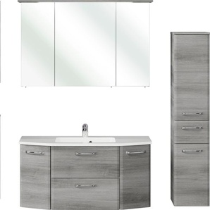 Badmöbel-Set PELIPAL Quickset 328 Kastenmöbel-Sets Gr. B/H/T: 175 cm x 200 cm x 48 cm, grau (graphit struktur quer nachbildung) Bad-Sparsets