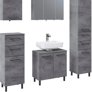 Badmöbel-Set PELIPAL Quickset 945 Kastenmöbel-Sets grau (oxid dunkelgrau quer) Bad-Sparsets