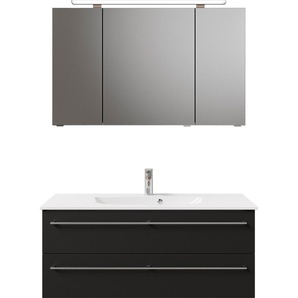 Badmöbel-Set PELIPAL Serie 6025 Kastenmöbel-Sets Gr. B/H/T: 117 cm x 200 cm x 48 cm, Waschtisch weiß, schwarz matt select Bad-Sparsets