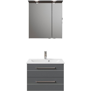 Badmöbel-Set PELIPAL Serie 6025 Kastenmöbel-Sets Gr. B/H/T: 67 cm x 200 cm x 48 cm, Waschtisch weiß, quarzgrau matt select Bad-Sparsets