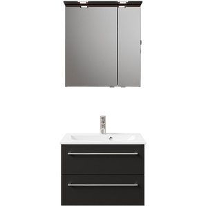 Badmöbel-Set PELIPAL Serie 6025 Kastenmöbel-Sets Gr. B/H/T: 67 cm x 200 cm x 48 cm, Waschtisch weiß, schwarz matt select Bad-Sparsets