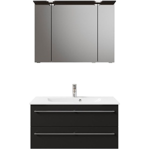 Badmöbel-Set PELIPAL Serie 6025 Kastenmöbel-Sets Gr. B/H/T: 97 cm x 200 cm x 48 cm, Waschtisch weiß, schwarz matt select Bad-Sparsets