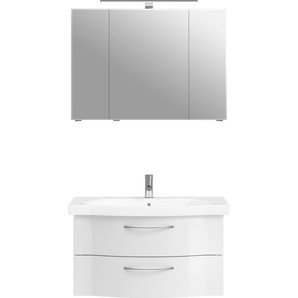 Badmöbel-Set SAPHIR 6005 Sprint 2-teilig, Keramik-Waschtisch mit LED-Spiegelschrank Kastenmöbel-Sets Gr. B/H/T: 98 cm x 200 cm x 51,5 cm, 1 Keramikwaschtisch weiß-1 Waschtischunterschrank mit 2 Auszügen-1 Spiegelschrank mit 3 Drehtüren-1