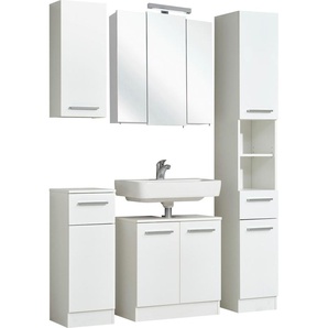 Badmöbel-Set SAPHIR Quickset 335 5-teilig, Waschbeckenunterschrank mit LED-Spiegelschrank Kastenmöbel-Sets weiß (weiß, glanz) Bad-Sparsets