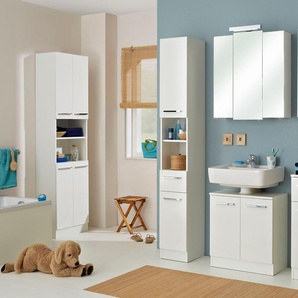 Badmöbel-Set SAPHIR Quickset 335 6-teilig, Waschbeckenunterschrank mit LED-Spiegelschrank Kastenmöbel-Sets weiß (weiß, glanz) Bad-Sparsets