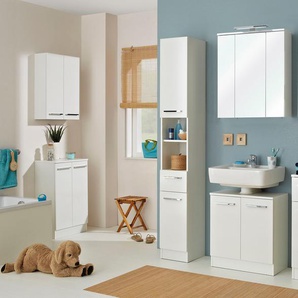 Badmöbel-Set SAPHIR Quickset 335 7-teilig, Waschbeckenunterschrank mit LED-Spiegelschrank Kastenmöbel-Sets weiß (weiß, glanz) Bad-Sparsets