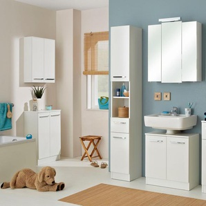 Badmöbel-Set SAPHIR Quickset 335 7-teilig, Waschbeckenunterschrank mit LED-Spiegelschrank Kastenmöbel-Sets weiß (weiß, glanz) Bad-Sparsets