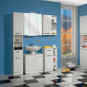 Badmöbel-Set SAPHIR Quickset 335 8-teilig, Waschbeckenunterschrank mit LED-Spiegelschrank Kastenmöbel-Sets weiß (weiß, glanz) Bad-Sparsets