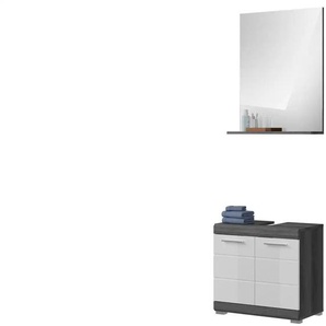 Badmöbel-Set SCHLOONSEE 2 teilig bestehend aus: Waschbeckenunterschrank Spiegel in verschiedenen Farben erhältlich Badmöbel Kombination Badezimmer Schloonsee | weiß | 60 cm | 191 cm |
