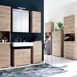 Badmöbel-Set TRENDTEAM Avena Kastenmöbel-Sets braun (asteiche) Badmöbelserien Kastenmöbel-Sets