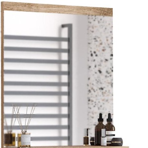 Badmöbel-Set WELLTIME Canada, braun (wotan eiche), B:40cm H:48cm T:22cm, Holzwerkstoff, Kastenmöbel-Sets, Badmöbel mit Soft-Close, Gästebad Waschtisch mit Becken und Spiegel