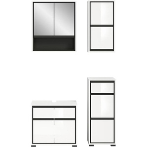 Badmöbel-Set WELLTIME Jaru Kastenmöbel-Sets Gr. B/H/T: 110 cm x 190 cm x 34 cm, weiß (weiß hochglanz) Bad-Sparsets