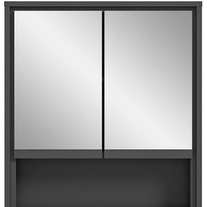 Badmöbel-Set WELLTIME Jaru Kastenmöbel-Sets Gr. B/H/T: 60 cm x 190 cm x 34 cm, grau (no x oak) Bad-Sparsets Spiegelschrank und Waschbeckenunterschrank, Breite 60 cm