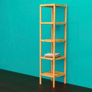 Badregal EISL Bambus Regale Gr. B/H/T: 34 cm x 140 cm x 33 cm, 4 St., beige (bambusfarben) Badregale Regale Bambus, Badregal schmal mit 5 Ablagefächern, 34 cm breit