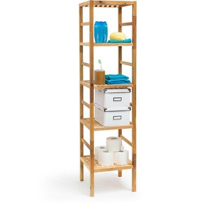 Badregal Holz, 3-5 Ablagen, Standregal aus geöltem Walnuss, skandinavischer Stil, Massivholz, braun - Relaxdays