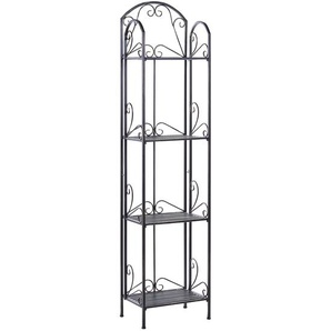 Bad Regal Schwarz Metall mit 4 Böden Rechteckig Antik Optik Retro Badezimmer Wohnzimmer Schlafzimmer Wanddekoration