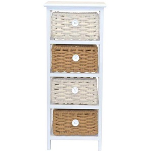 Badregal mit Körben in Weiß - Braun - Creme Landhausstil