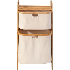 Badregal WELLTIME Barbados Regale Gr. B/H/T: 44 cm x 84 cm x 34 cm, beige Badregale Standregal mit 2 Stoffkörben, Bambus, Ordnungsregal, Wäschesammler