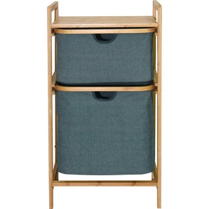 Badregal WELLTIME Barbados Regale Gr. B/H/T: 44 cm x 84 cm x 34 cm, grün (dunkelgrün) Badregale Standregal mit 2 Stoffkörben, Bambus, Ordnungsregal, Wäschesammler