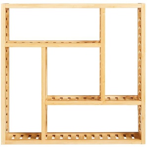 Badregal WELLTIME Quadrat Regale Gr. B/H/T: 50 cm x 50 cm x 15 cm, 5 St., beige (bambus) Badregale Bambus, mit 5 Fächern, Hängeregal, Wandregal Stauraum