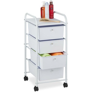 Badrollwagen, 4 Schubladen, Metall & Kunststoff, Rollcontainer Bad, Kosmetik, hbt: 74 x 33 x 39 cm, weiß - Relaxdays