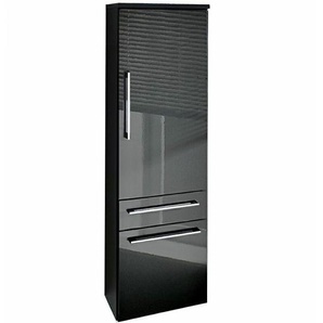 Badschrank Hochschrank Hochglanz anthrazit HERONAS-02 mit 1 Tür, 2 Schubkästen, b/h/t ca.: 40/134,5/30 cm
