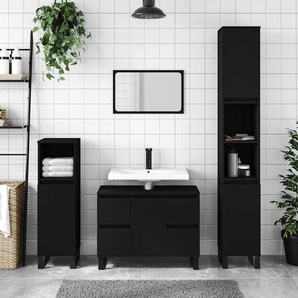 Badschrank Schwarz 80x33x60 cm Holzwerkstoff